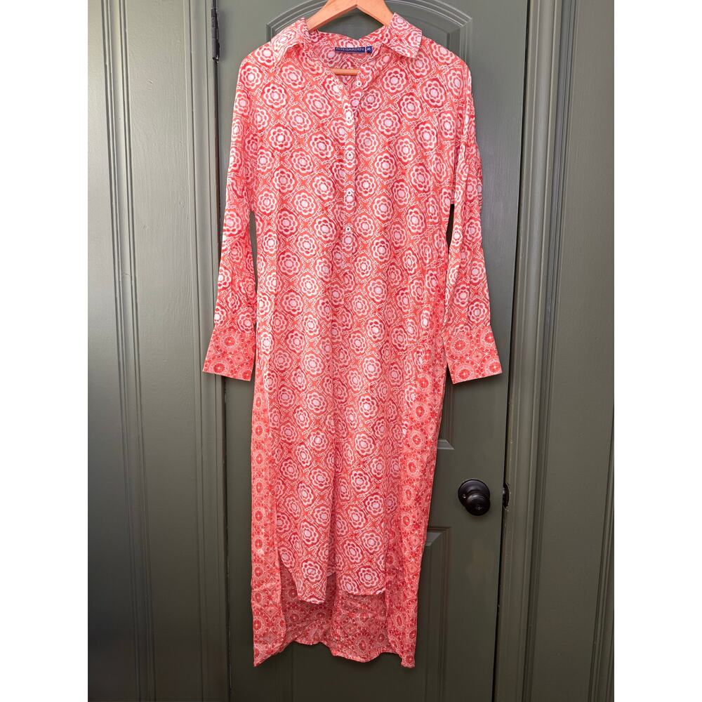 NWT Ro's Garden Babel Maxi Kaftan Coverup Resort Boho Dress Orange Red Size XS